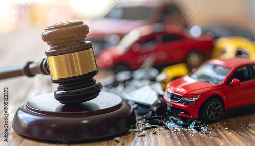 Car Accident Lawsuit and Justice Symbolism.