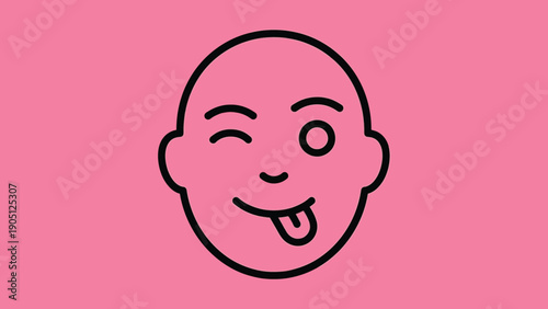 Winking Face with Tongue Out Emoji Icon.