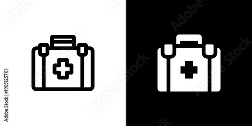 First Aid Kit icon concept with flat Black White Background. Vector illustration.