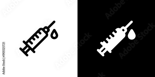 Syringe icon concept with flat Black White Background. Vector illustration.