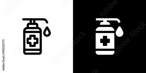 Antiseptic icon concept with flat Black White Background. Vector illustration.