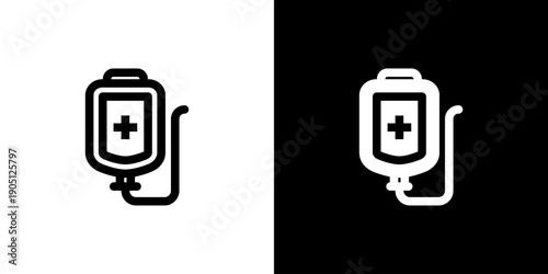 Blood Bag icon concept with flat Black White Background. Vector illustration.