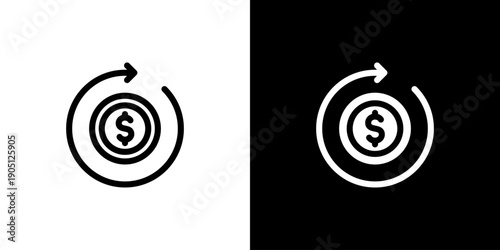 Return On Investment icon concept with flat Black White Background. Vector illustration.
