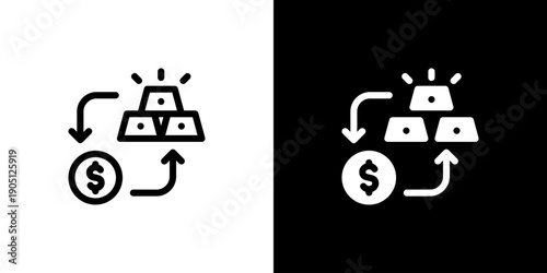Currency Exchange icon concept with flat Black White Background. Vector illustration.