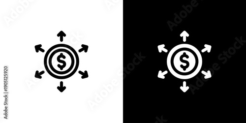 Diversification icon concept with flat Black White Background. Vector illustration.