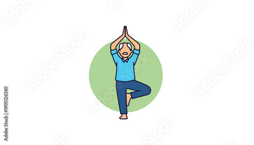 Man doing yoga tree pose fitness balance