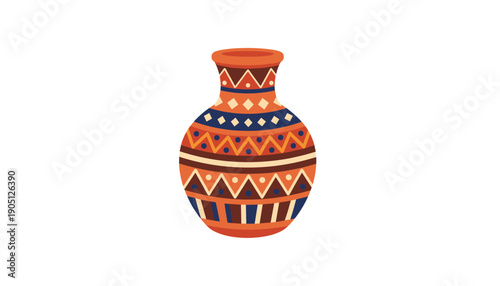 Ethnic clay pottery vase ceramic art