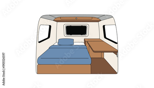 Camper van interior bed travel design