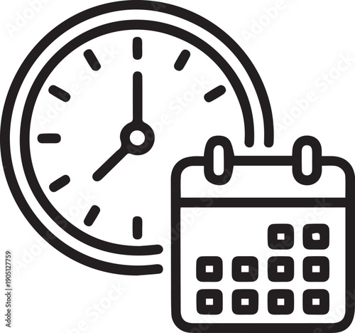 Clock and calendar icon time management schedule planning appointment meeting deadline busy