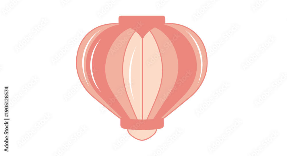 Obraz premium Aerial Vehicle Illustration Showing a Coral Hot Air Balloon with Unique Design Elements