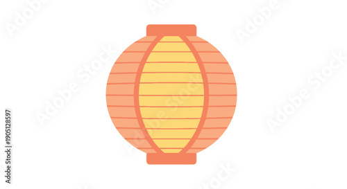 Illustration of a stylized orange lantern with yellow striped interior viewed from the front