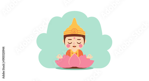 Buddhist Monk Meditating in Lotus Position 1.