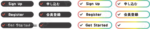 CTA button set Sign Up Register Get Started 申し込む 会員登録 ベクター素材