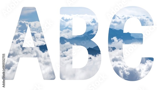 ABC Letters Filled with Sky and Clouds.