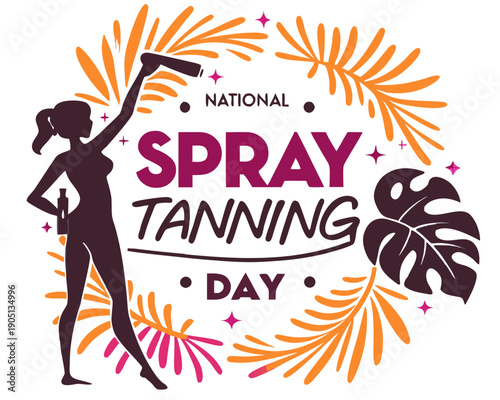 Sunless Spray Tan Salon Vector Illustration, Healthy Glow Beauty Concept