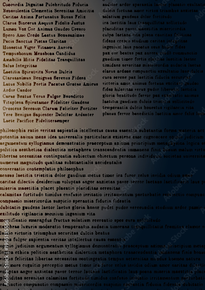 Obraz premium 暗闇に浮かぶ古い書物のテキスト背景・アンティークな英字新聞風の幻想的テクスチャ