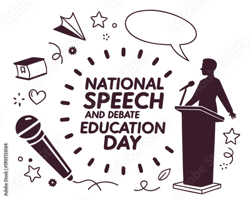 National Speech and Debate Day Celebration Vector, Education and Communication Design