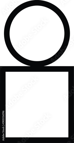 Simple geometric figure with circle and square on a white background