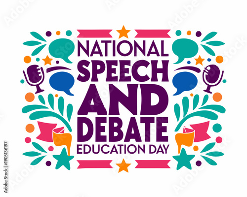 NATIONAL SPEECH AND DEBATE EDUCATION DAY vector illustration isolated on white background
