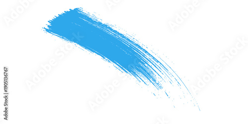 Blue paint brush isolated on white background with splashes and texture