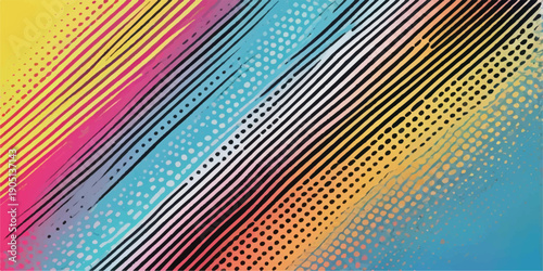 Abstract colorful rainbow background with bright flowing lines and geometric striped patterns