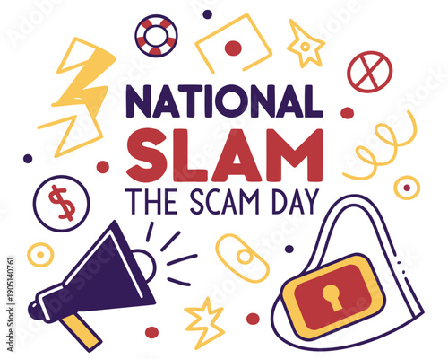 NATIONAL SLAM THE SCAM DAY vector illustration isolated on white background