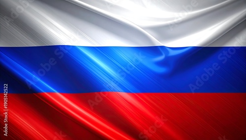 Waving Russian Flag with Realistic Fabric Texture and Lighting.