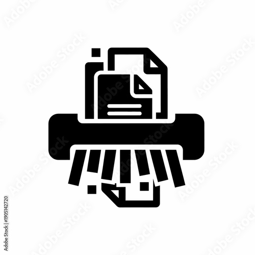 Black Icon of a Paper Shredder Destroying Confidential Documents for Data Protection
