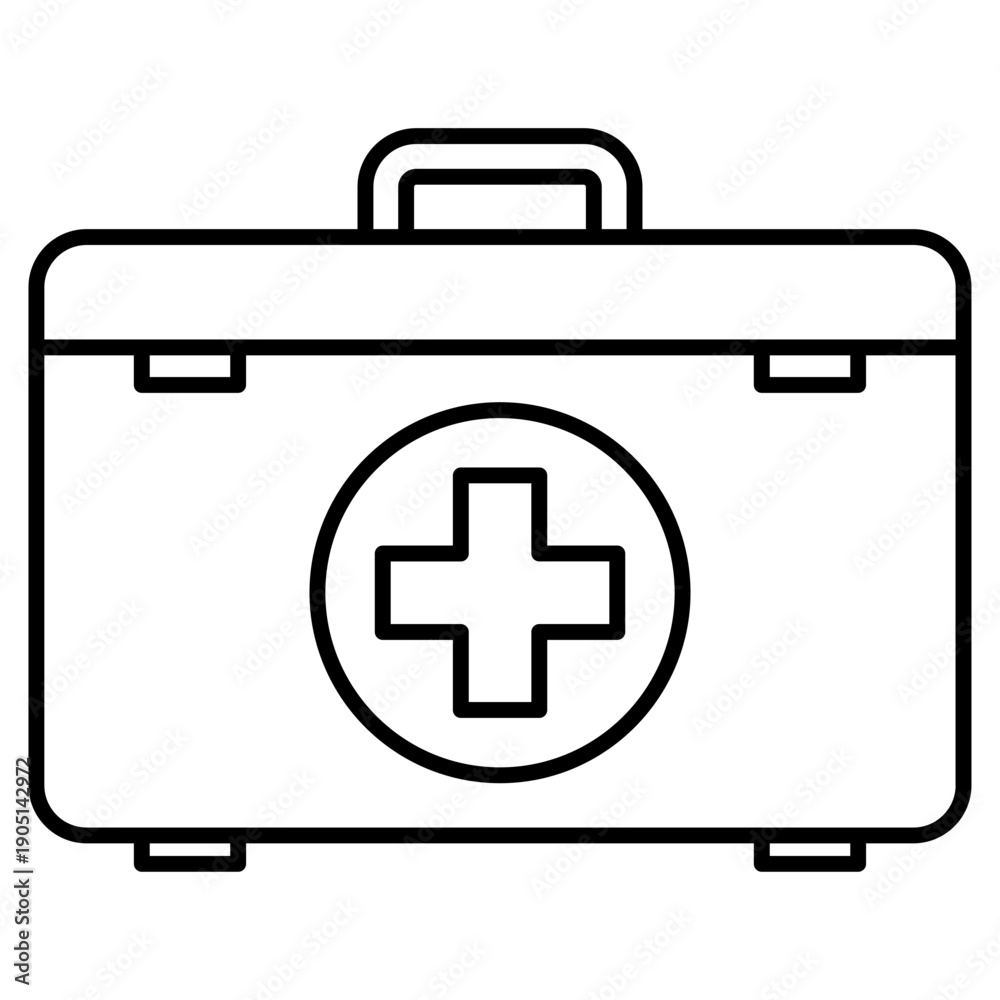 Obraz premium First Aid Kit Icon with Medical Cross Symbol