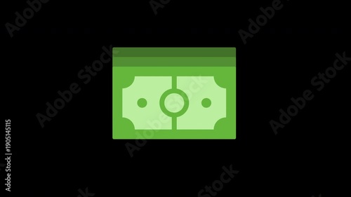 money banknote concept icon loop animation video with alpha channel