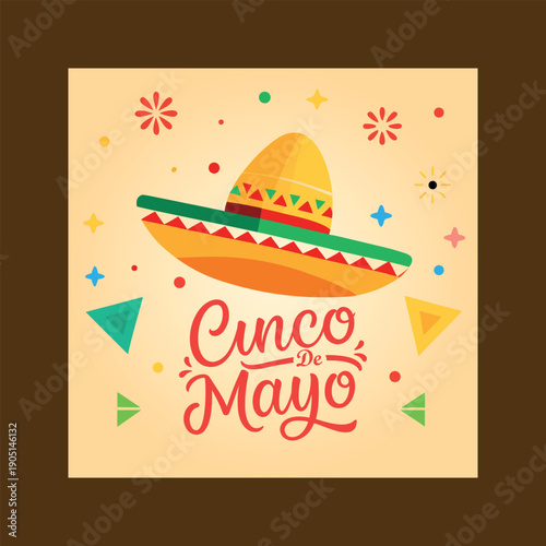 Vibrant vector illustration celebrating cinco de mayo with a colorful sombrero and festive elements