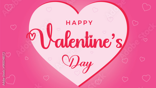 Happy Valentine’s Day Banner. Hearts with pink background