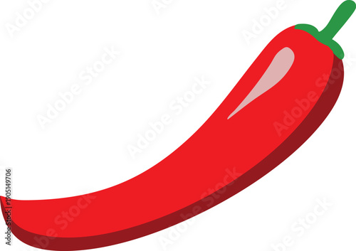 An illustration of a vibrant red chili pepper, rendered in a clean, flat vector style.