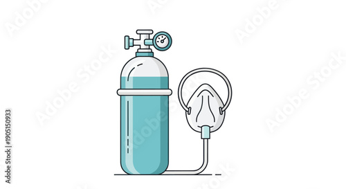 Oxygen Tank and Medical Mask - Medical Equipment Illustration