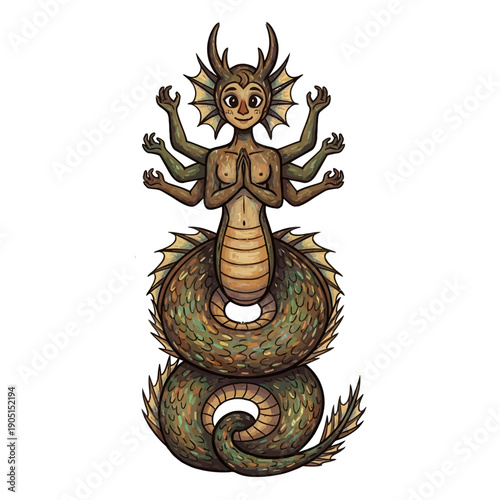Mythological Creature Serpent Naga Hindu Deity Illustration