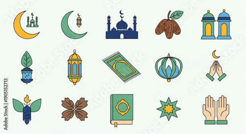 Islamic religious symbols and objects collection.