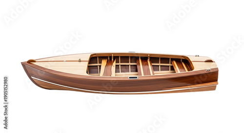 Classic wooden sailboat interior detailed craftsmanship and elegant design isolated on white background for nautical themes