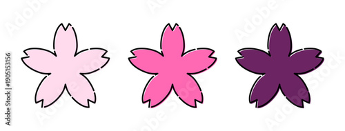 おしゃれなレトロイラスト 桜 ベクター素材セット