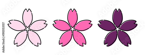 おしゃれなレトロイラスト 桜 ベクター素材セット