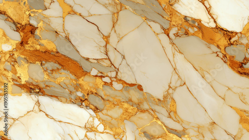 Marble texture with golden veins and white background