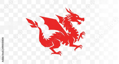 Minimalist Red Welsh Dragon Vector Illustration