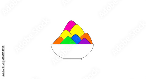 Colorful whisk in a white bowl on a plain background for mixing