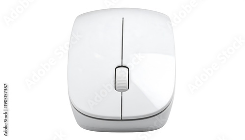 Minimalist White Computer Mouse Isolated on White Background.
