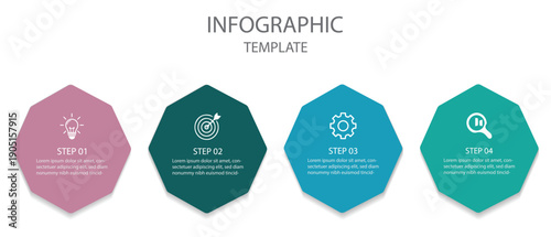 Business infographic design template with 4 options, steps or processes.  can be used for workflow diagram, info chart, web design. vector illustration. 