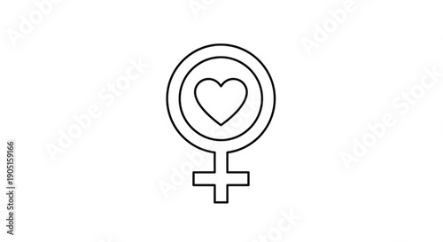 Female symbol with heart in circle love and femininity concept icon