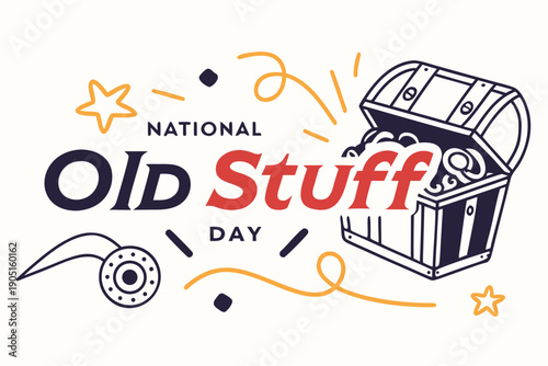 NATIONAL OLD STUFF DAY vector illustration isolated on white background