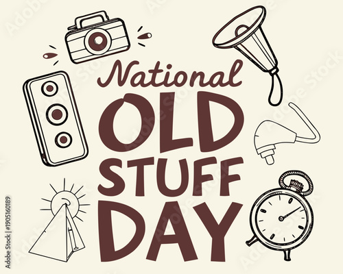 Old Stuff and Antique Collection Vector Illustration, Retro and Nostalgia Concept