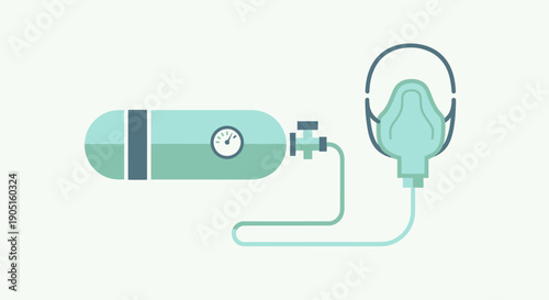 Oxygen Tank and Medical Mask - Flat Design Vector
