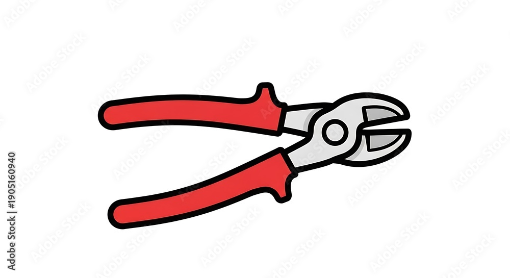 Obraz premium Red handled wire cutters on white background.