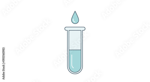 Test tube with liquid and dripping water drop, science and medical concept